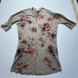 Live In The Moment Floral Open Cardigan - Taupe & Pink